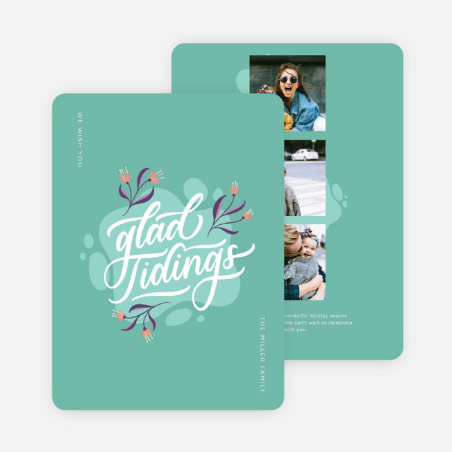 Really Glad Tidings Multi Photo Holiday Cards - Green