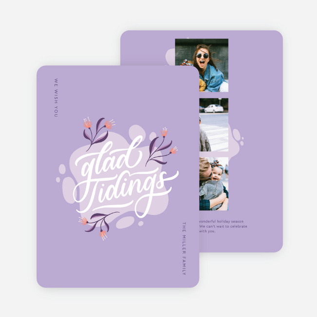 Really Glad Tidings Multi Photo Holiday Cards - Purple