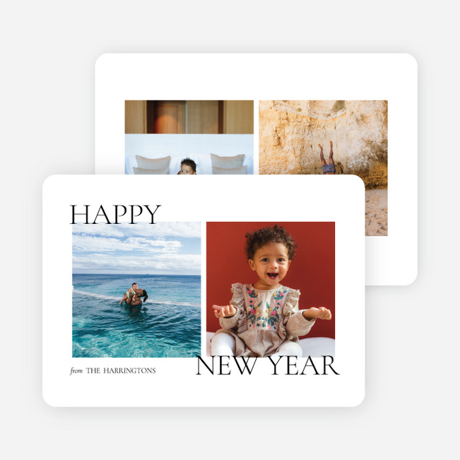 Subtle Greeting New Year Cards and Invitations - White