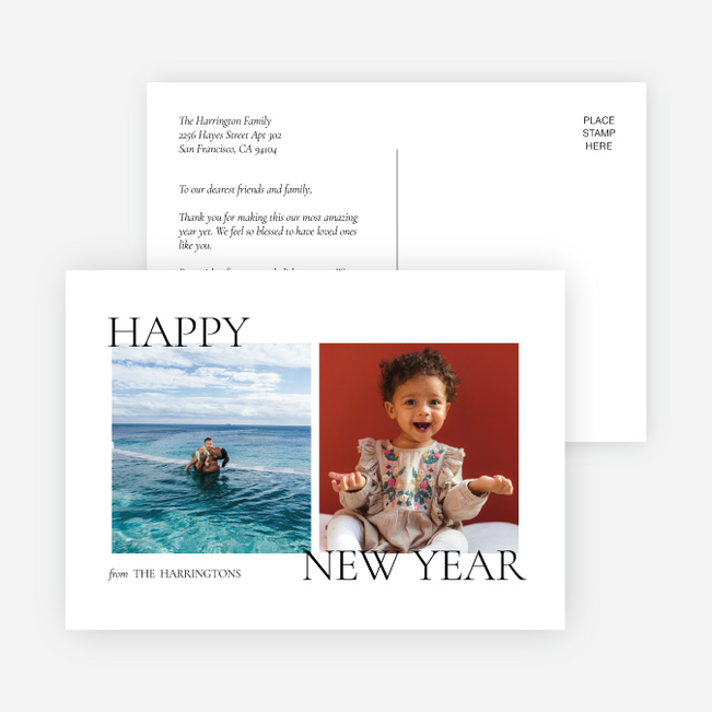 Subtle Greeting New Year Cards and Invitations - White