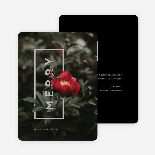 Merry Blossom Corporate Holiday Cards - Black