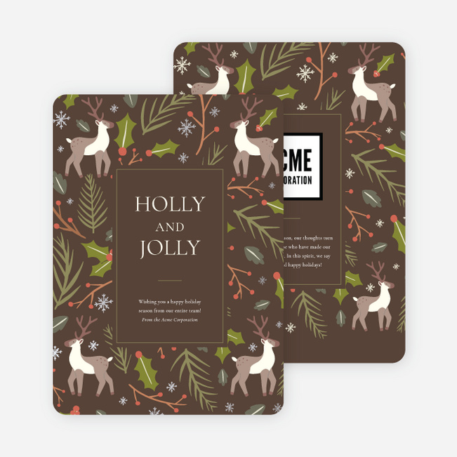 Foil Bountiful Reindeer Business and Corporate Holiday Cards - Gray