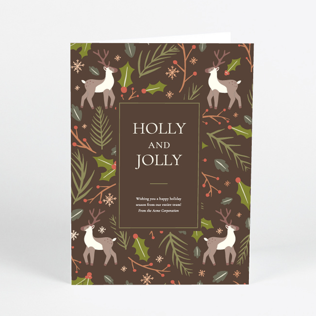Foil Bountiful Reindeer Business and Corporate Holiday Cards - Pink