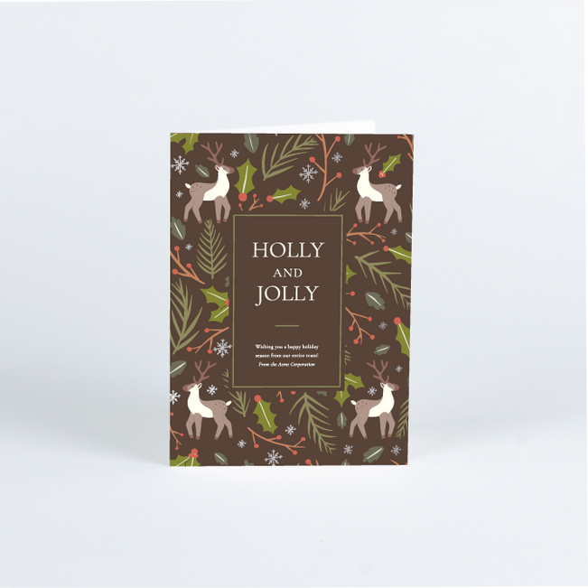 Foil Bountiful Reindeer Business and Corporate Holiday Cards - Gray