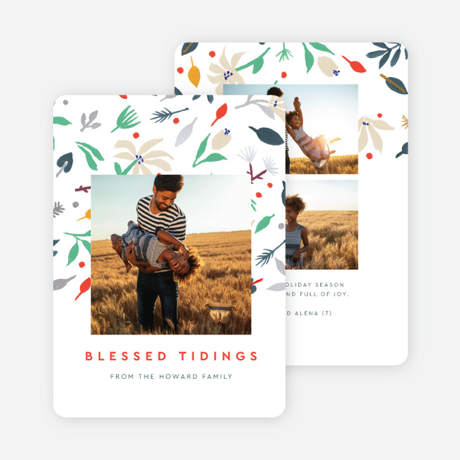 Foil Colorful Florals Christmas Cards - Gray