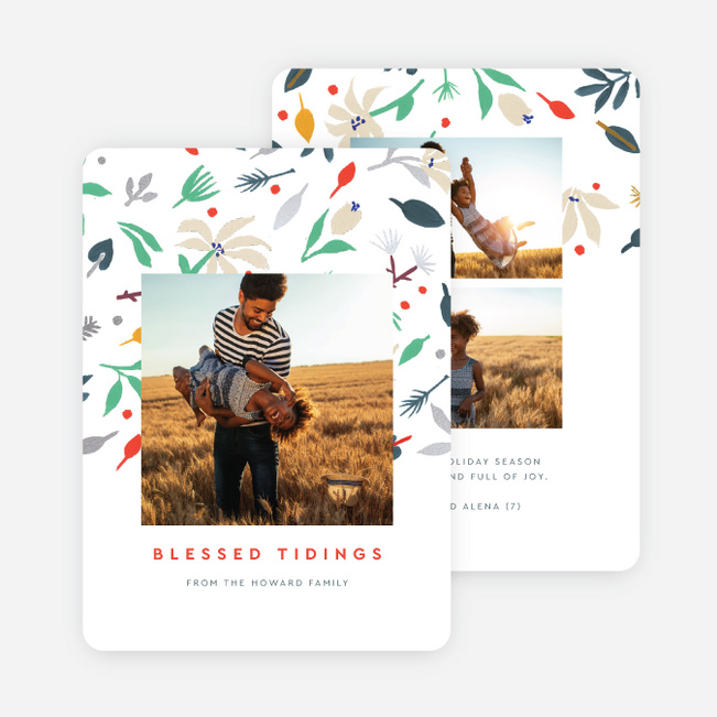 Foil Colorful Florals Christmas Cards - Gray