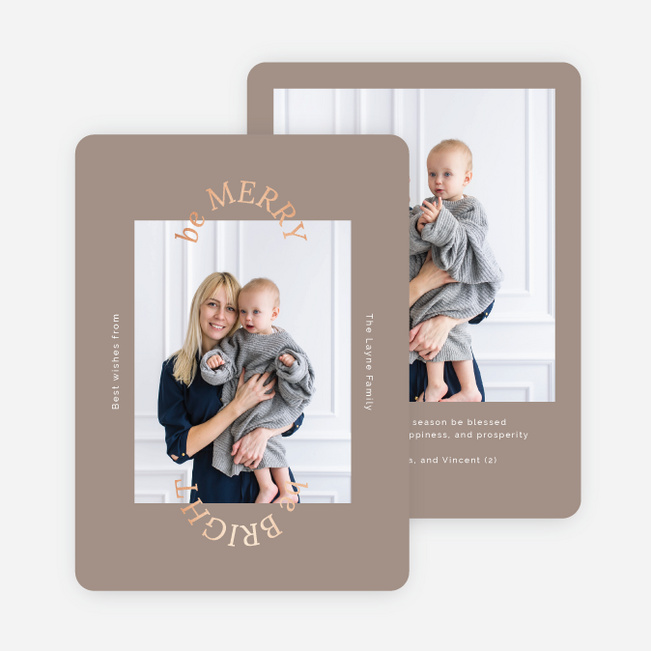 Foil Merry Arch Multi Photo Holiday Cards - Pink