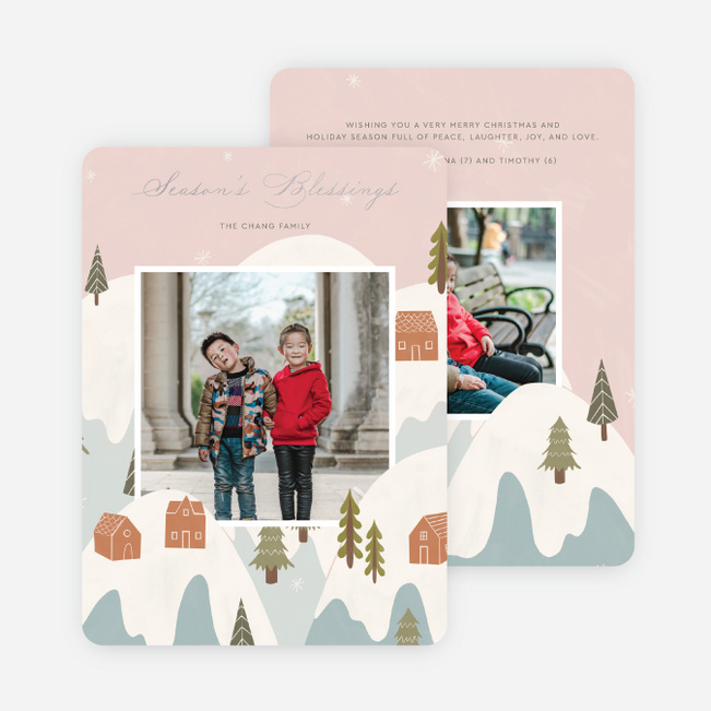 Foil Snowy Mountain Christmas Cards - Gray