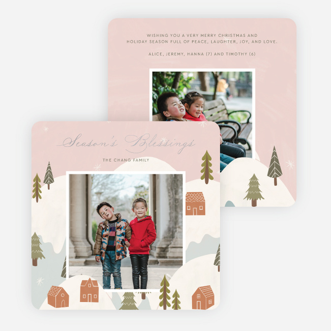 Foil Snowy Mountain Christmas Cards - Gray