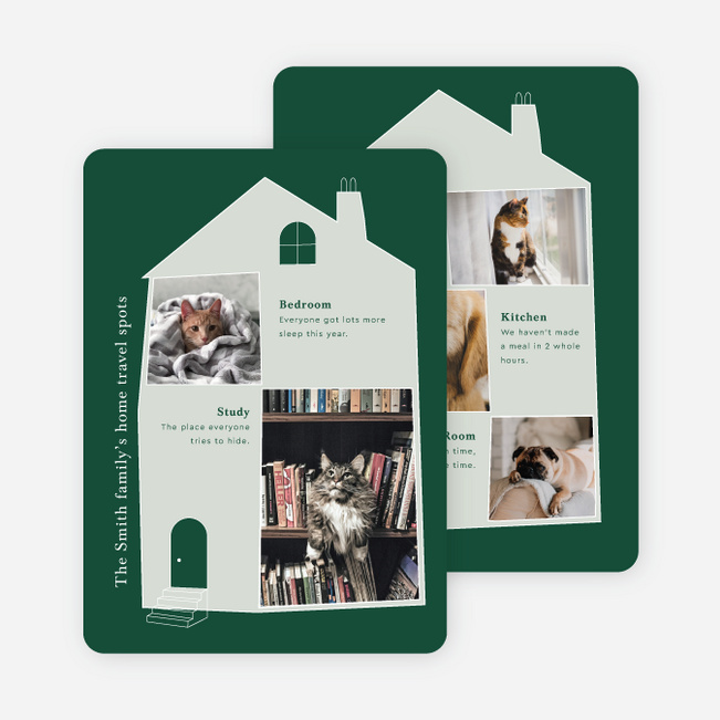 Home Travels Multi Photo Holiday Cards - Green