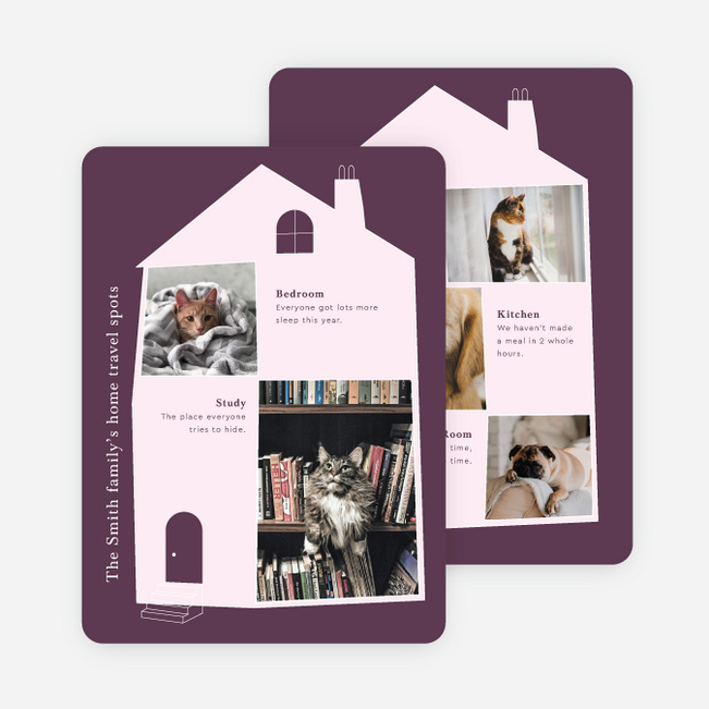 Home Travels Multi Photo Holiday Cards - Purple