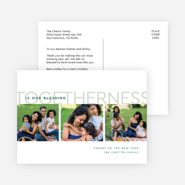 Together & Blessed New Year Cards and Invitations - Green