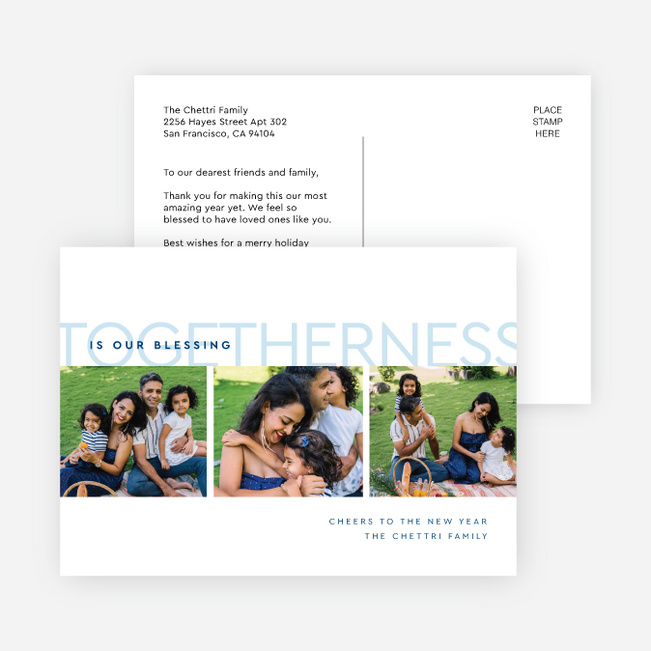 Together & Blessed New Year Cards and Invitations - Blue