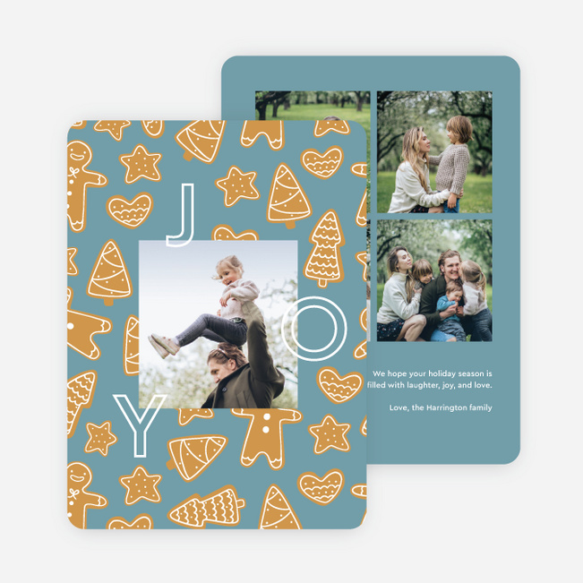 Gingerbread Cookies Everywhere Multi Photo Holiday Cards - Blue