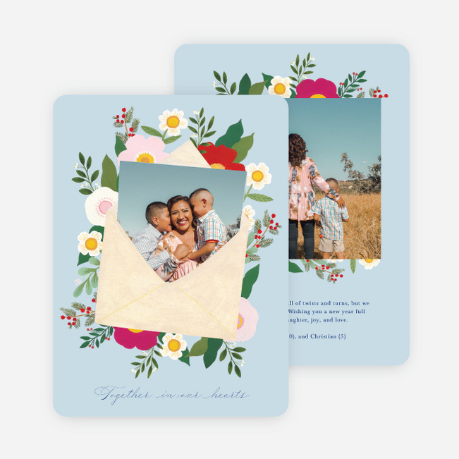Open Up Multi Photo Holiday Cards - Blue