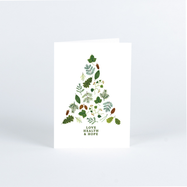 Tree of Leaves Business and Corporate Holiday Cards - Green