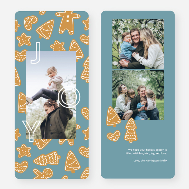 Gingerbread Cookies Everywhere Multi Photo Holiday Cards - Blue