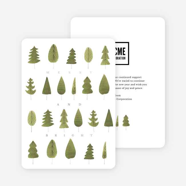 Foil Tree Gathering Business and Corporate Holiday Cards - Gray