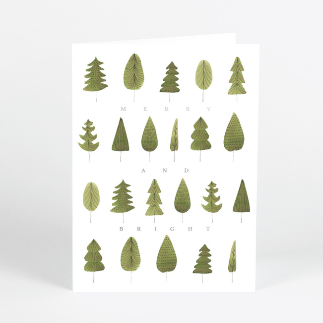 Foil Tree Gathering Business and Corporate Holiday Cards - Gray