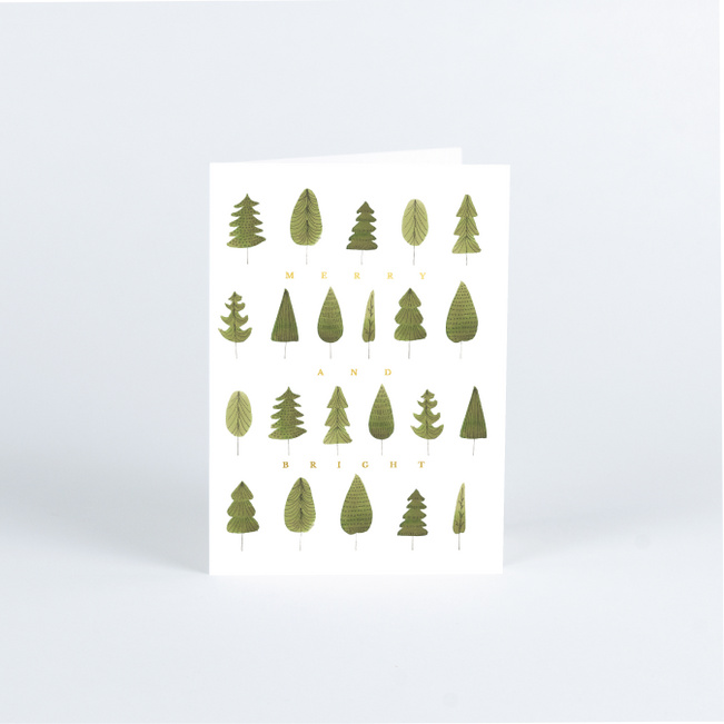 Foil Tree Gathering Business and Corporate Holiday Cards - Yellow