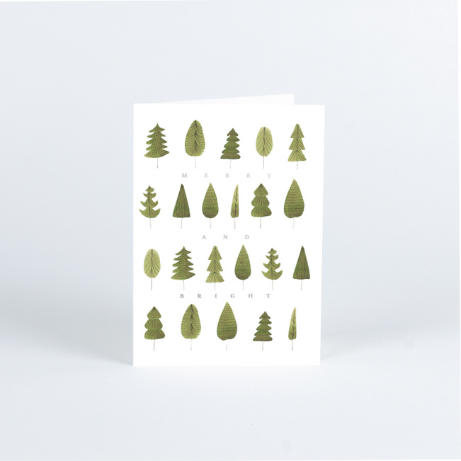 Foil Tree Gathering Business and Corporate Holiday Cards - Gray