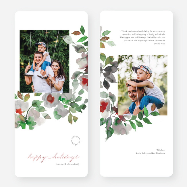 Festive Watercolors Multi Photo Holiday Cards - Multi