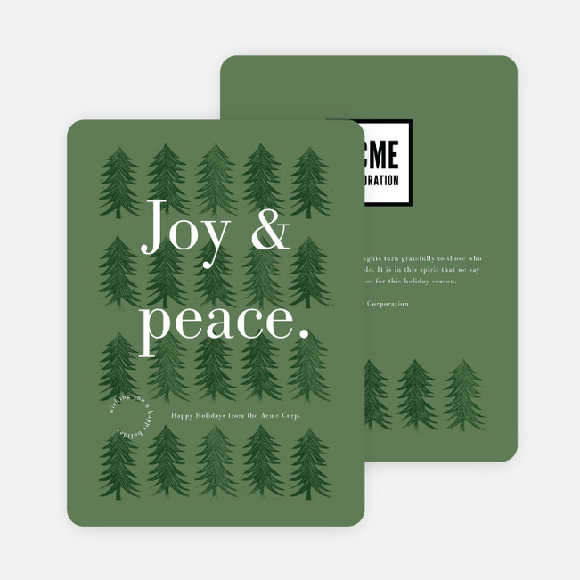 Joyful Trees Business and Corporate Holiday Cards - Green