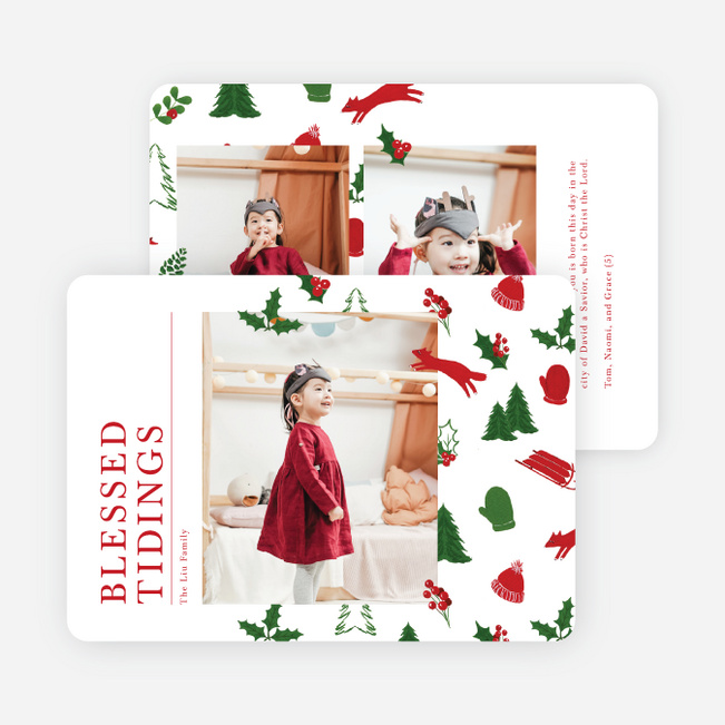 Spirited Pattern Christmas Cards - Red