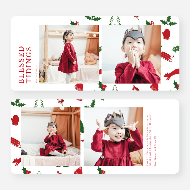 Spirited Pattern Christmas Cards - Red