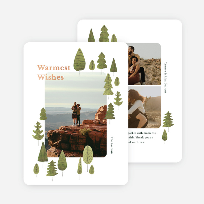 Foil Tree Gathering Multi Photo Holiday Cards - Pink