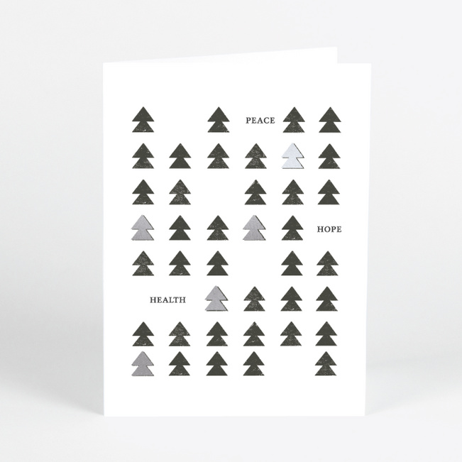 Foil Tree Lineup Business and Corporate Holiday Cards - Gray