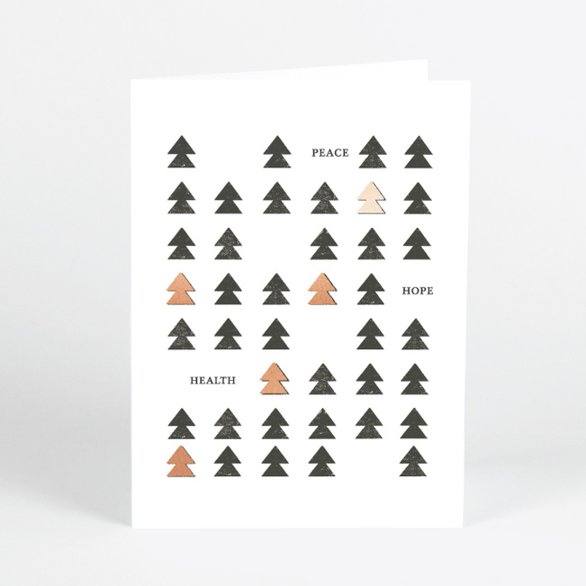 Foil Tree Lineup Business and Corporate Holiday Cards - Pink
