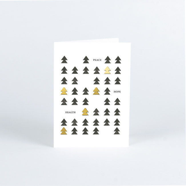 Foil Tree Lineup Business and Corporate Holiday Cards - Yellow