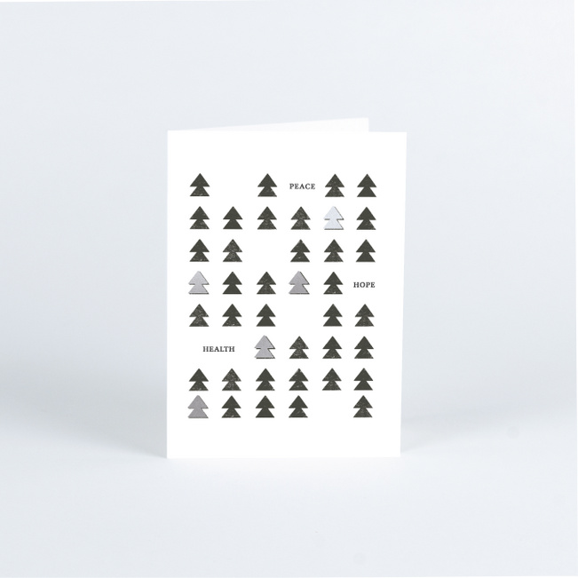 Foil Tree Lineup Business and Corporate Holiday Cards - Gray