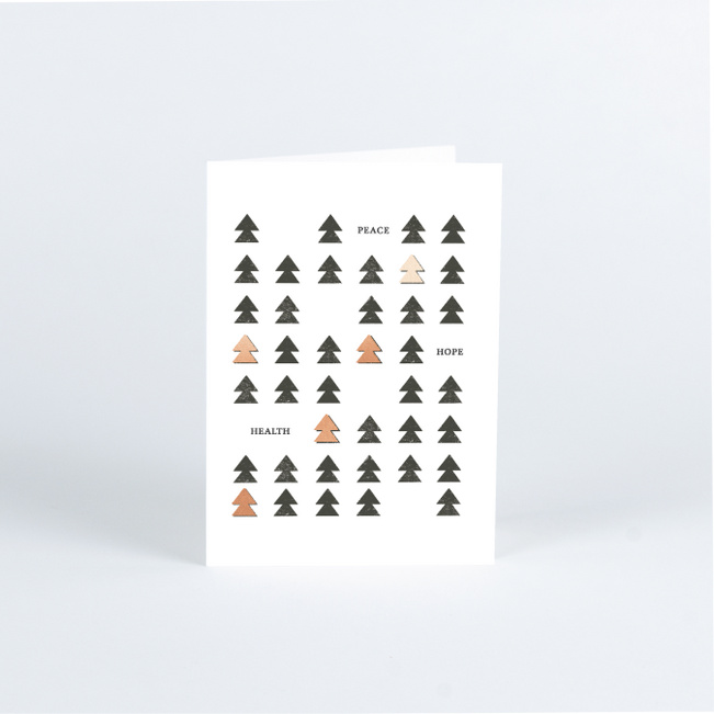 Foil Tree Lineup Business and Corporate Holiday Cards - Pink