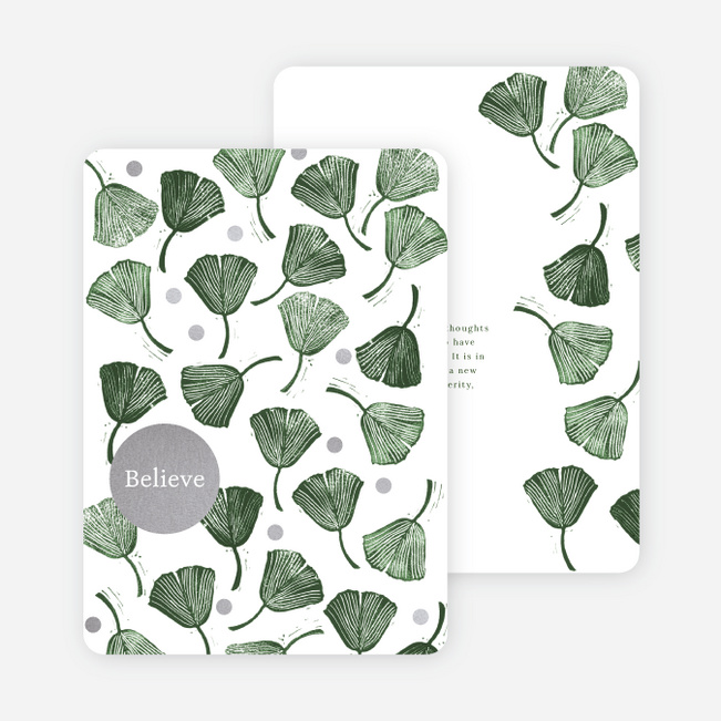 Foil Falling Leaves Business and Corporate Holiday Cards - Gray