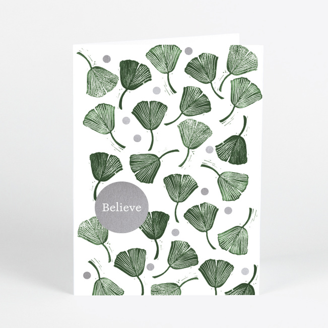 Foil Falling Leaves Business and Corporate Holiday Cards - Gray