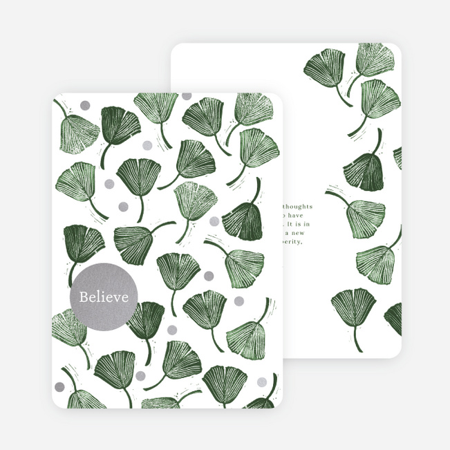 Foil Falling Leaves Business and Corporate Holiday Cards - Gray