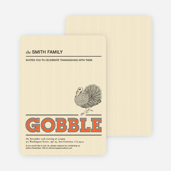 Gobble Gobble Thanksgiving Cards - Tangerine
