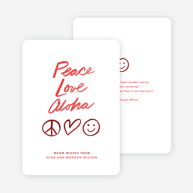 Aloha & Peace Holiday Cards - Red