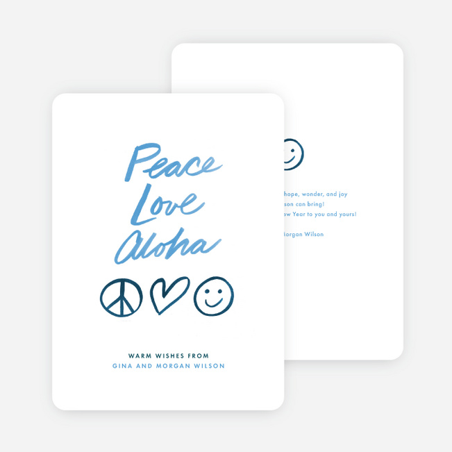 Aloha & Peace Holiday Cards - Blue