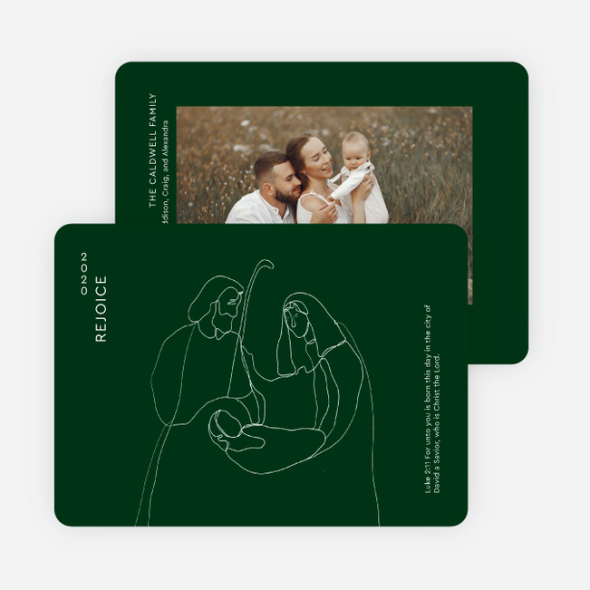 Modern Nativity Scene Christmas Cards - Green