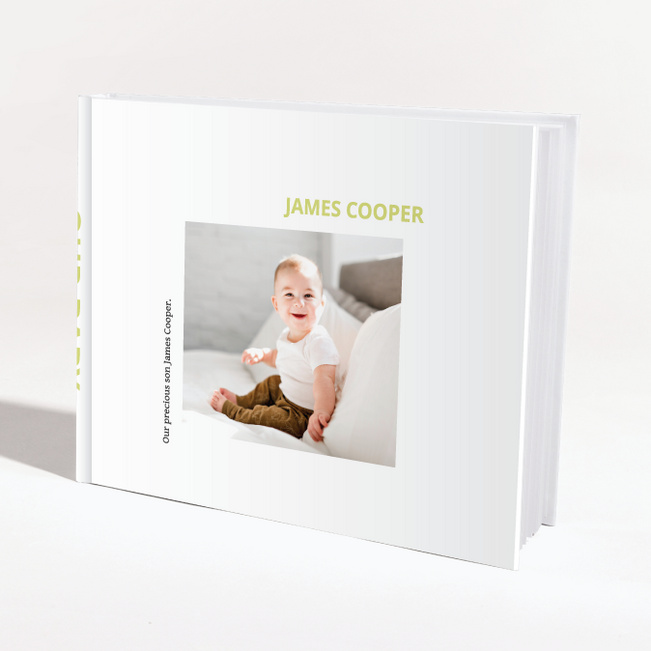 Hardcover Layflat Modern Baby Photo Album - Green