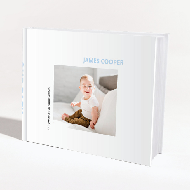 Hardcover Layflat Modern Baby Photo Album - Blue