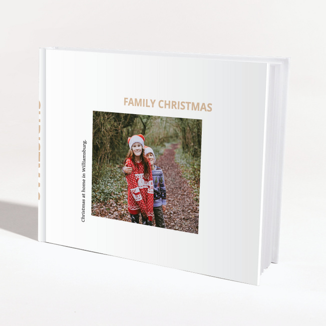 Hardcover Layflat Modern Holiday Photo Album - Beige