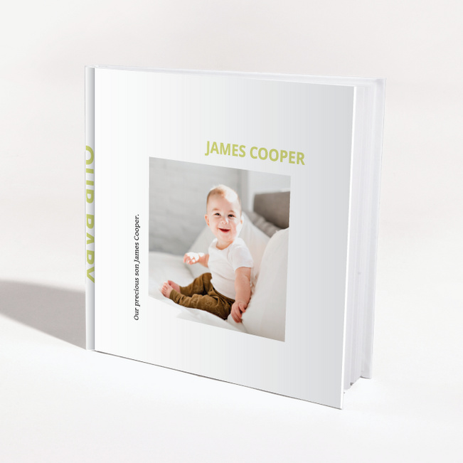 Hardcover Layflat Modern Baby Photo Album - Green