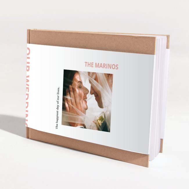 Hardcover Layflat Modern Wedding Photo Album - Pink