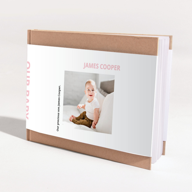 Hardcover Layflat Modern Baby Photo Album - Pink