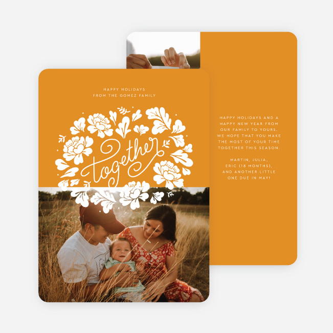 Blossoming Wreath Multi Photo Holiday Cards - Yellow