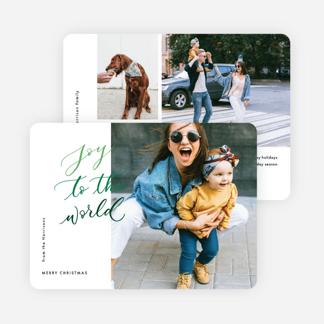 Calligraphic Joy Christmas Cards - Green